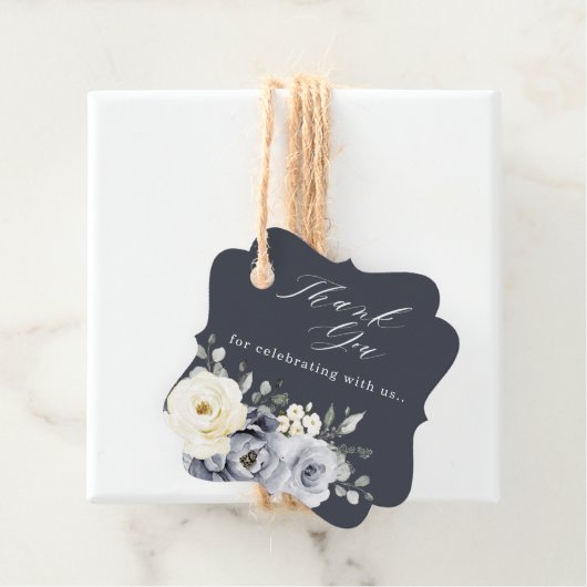 シルバーグレイアイボリーフローラ素朴冬結婚のFAV フェイバータグ (インサイチュ)