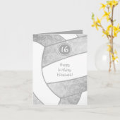 シルバーグレイアートバレーボールスポーツ誕生日 カード (黄色い花)