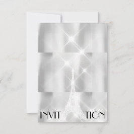 シルバーグレイエッフェルタワーパリブライダルシャワーイベント 招待状