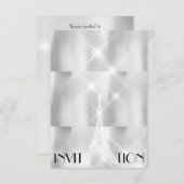 シルバーグレイエッフェルタワーパリブライダルシャワーイベント 招待状 (正面/裏面)