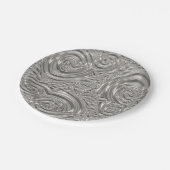 シルバーグレイエレガントアールヌーボーエンボスルック ペーパープレート (アングル)