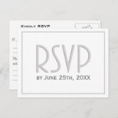 シルバーグレイクラシックシンプルウェディングRSVP インビテーションポストカード (正面/裏面)
