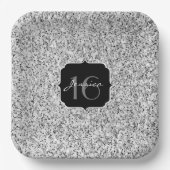 シルバーグレイグリッタースパークルズスウィート16 ペーパープレート (正面)