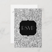 シルバーグレイグリッタースパークルズスウィート16 出欠カード (正面/裏面)