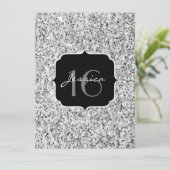 シルバーグレイグリッタースパークルズスウィート16 招待状 (スタンド正面)