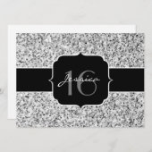 シルバーグレイグリッタースパークルズスウィート16 招待状 (正面/裏面)