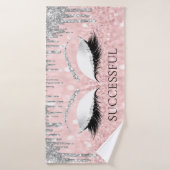 シルバーグレイグリッターピンクローズアイメイクアップ名 バスタオル (バスタオル)