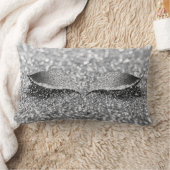 シルバーグレイグリッターラッシュグラムメイクアップモノクロナティック ランバークッション (ブランケット)