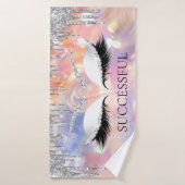 シルバーグレイグリッター自筆眼メイクアップ バスタオル (バスタオル)