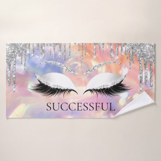 シルバーグレイグリッター自筆眼メイクアップ バスタオル (バスタオル)