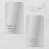 シルバーグレイシンプルトレンディープレーンプロフェッショナル 名刺 (正面/裏面)