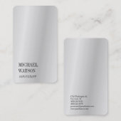 シルバーグレイシンプルトレンディープレーンプロフェッショナル 名刺 (正面/裏面)