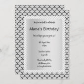 シルバーグレイストライプマーメイドパーティの招待状 招待状 (正面/裏面)