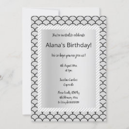 シルバーグレイストライプマーメイドパーティの招待状 招待状