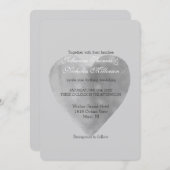 シルバーグレイハートロマン結婚ティック 招待状 (正面/裏面)