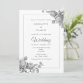 シルバーグレイバラエレガントフローラ結婚ズ 招待状 (スタンド正面)