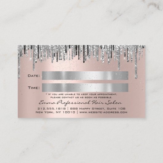 シルバーグレイバラシザーハールサロンスタイリストドリップ 予約カード (裏面)