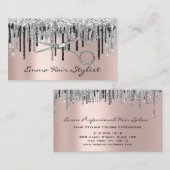 シルバーグレイバラシザーハールサロンスタイリストドリップ 予約カード (正面/裏面)