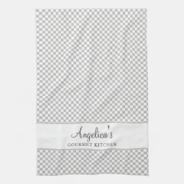 シルバーグレイフランスのプレイドチェックカントリーグルメ キッチンタオル