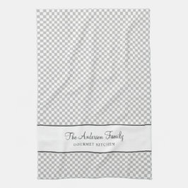 シルバーグレイフランスのプレイドチェックカントリーグルメ キッチンタオル