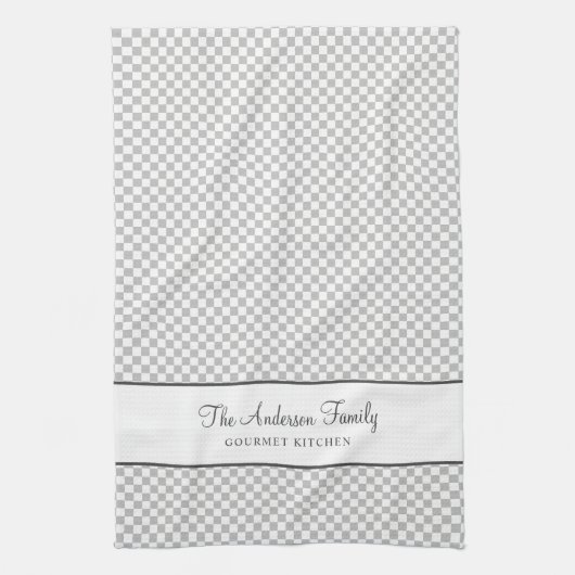 シルバーグレイフランスのプレイドチェックカントリーグルメ キッチンタオル (縦)
