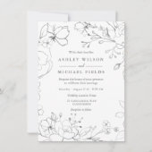 シルバーグレイフローラエレガモダンントウェディング 招待状 (正面)