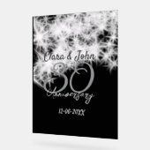 シルバーグレイブラック30結婚周年グリッター アクリルサイン (傾斜)