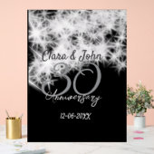 シルバーグレイブラック30結婚周年グリッター アクリルサイン (ウェディング)