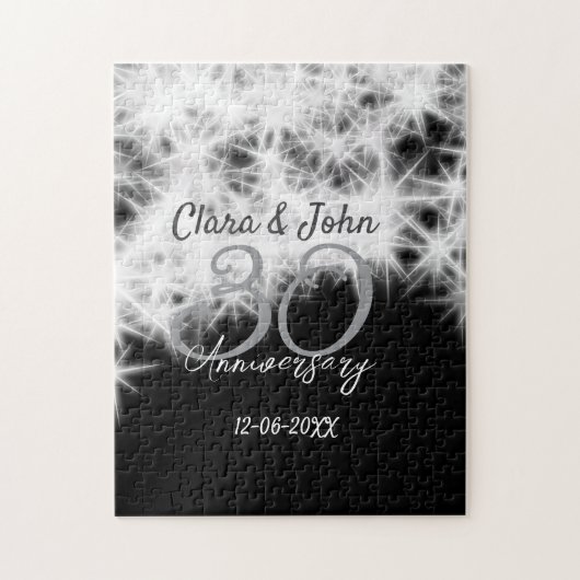 シルバーグレイブラック30結婚周年グリッター ジグソーパズル (縦)