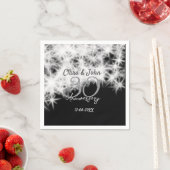 シルバーグレイブラック30結婚周年グリッター スタンダードカクテルナプキン (インサイチュ)