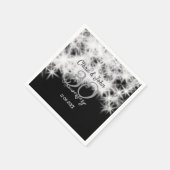 シルバーグレイブラック30結婚周年グリッター スタンダードカクテルナプキン (角)