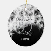 シルバーグレイブラック30結婚周年グリッター セラミックオーナメント (左)