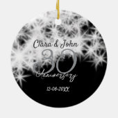 シルバーグレイブラック30結婚周年グリッター セラミックオーナメント (裏面)