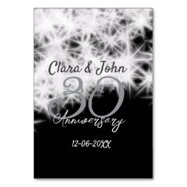 シルバーグレイブラック30結婚周年グリッター テーブルナンバー