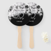 シルバーグレイブラック30結婚周年グリッター ハンドファン (正面&裏面)