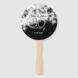 シルバーグレイブラック30結婚周年グリッター ハンドファン