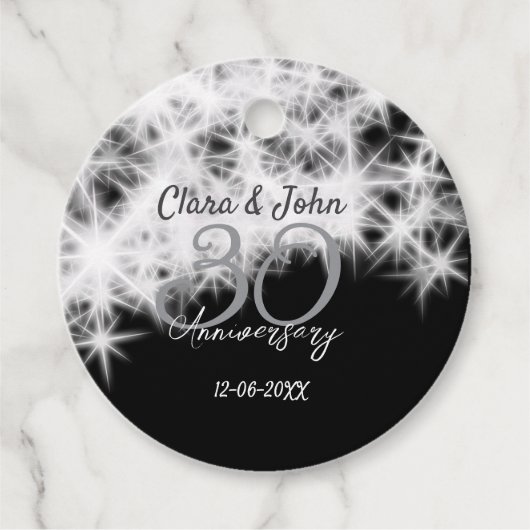 シルバーグレイブラック30結婚周年グリッター フェイバータグ (正面)