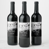 シルバーグレイブラック30結婚周年グリッター ワインラベル (ボトル)