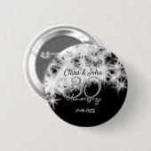 シルバーグレイブラック30結婚周年グリッター 缶バッジ (正面&裏面)