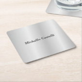 シルバーグレイプロフェッショナルユニーククラシカルシンプル スクエアペーパーコースター (アングル)