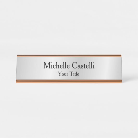 シルバーグレイプロフェッショナルユニーククラシカルシンプル デスクネームプレート (正面)