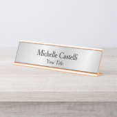 シルバーグレイプロフェッショナルユニーククラシカルシンプル デスクネームプレート (正面)