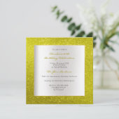 シルバーグレイミニマル誕生日イエローレモングリッター 招待状 (スタンド正面)