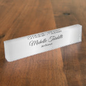 シルバーグレイモダンミニマル文字書 デスクネームプレート (側面)