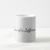 シルバーグレイモダン手書きの名前 コーヒーマグカップ (中央)