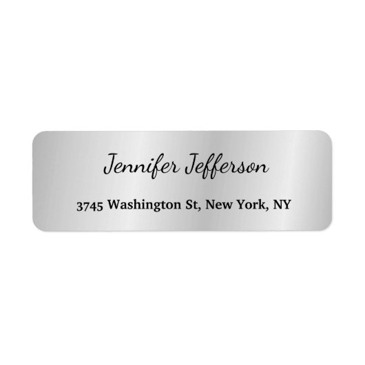 シルバーグレイモダン手書き入力プレーンプロフェッショナル ラベル (正面)