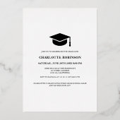 シルバーグレイ大学院スクリプト3枚の写真の卒業 箔招待状 (裏面)