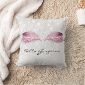 シルバーグレイ女の子メイクアップまぶしハローゴスピンク クッション (ブランケット)