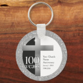 シルバーグレイ教会100周年パーソナライズされた キーホルダー (正面)