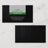 シルバーグレイ暗黒の木柄グリーンビジネスカード 名刺 (正面/裏面)